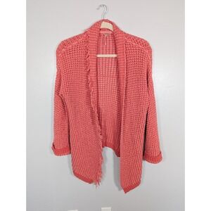 Free People I'll Be Around Cardigan Sweater S Long Sleeve Open Front Coral‎